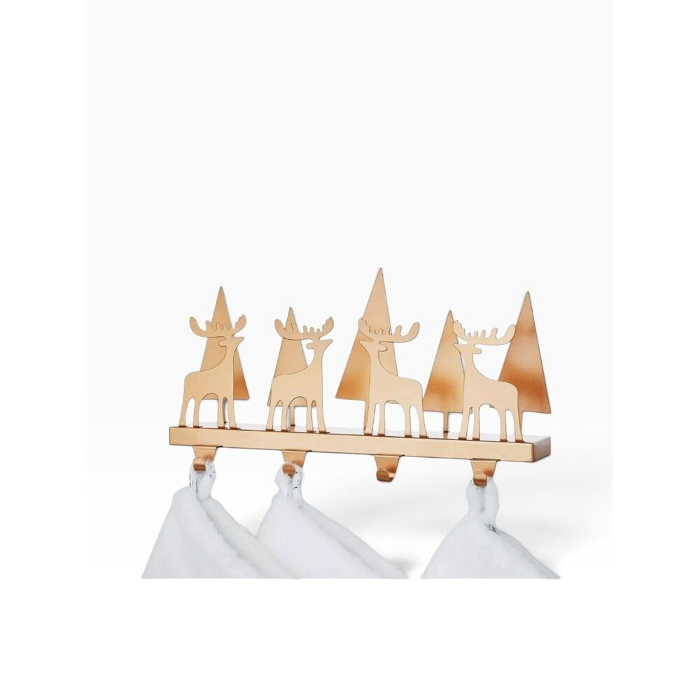 Holiday Lane Patina Forest Deer Stocking Holder with Hooks new